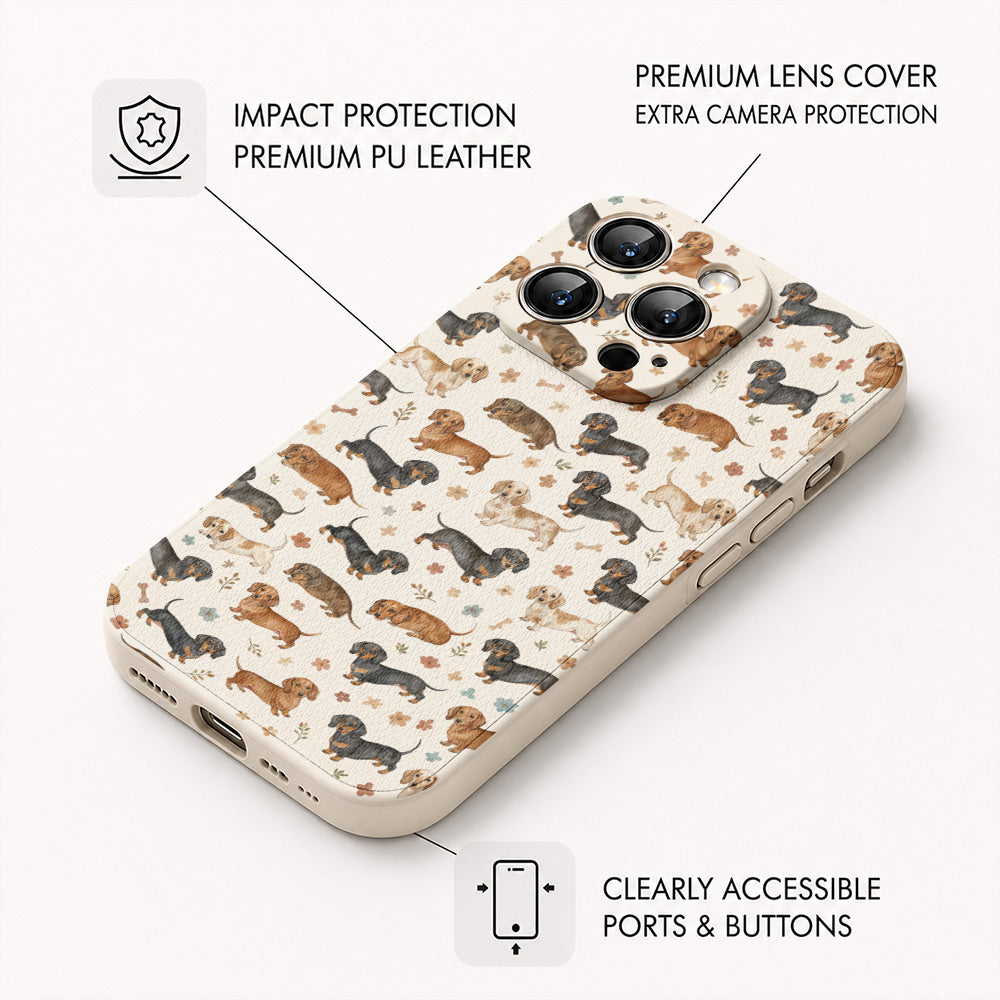 Dachshund Leather Phone Case Cozy Dachshund Companions