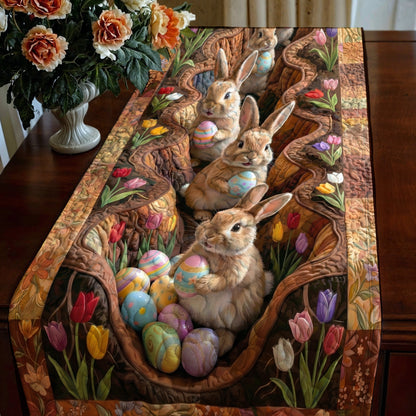 Easter Quilted Table Runner Bunnies of the Spring Burrow
