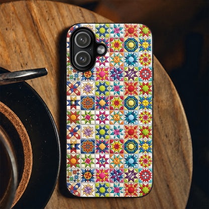 Sewing Lover Phone Case Colorful Star Quilt Blocks