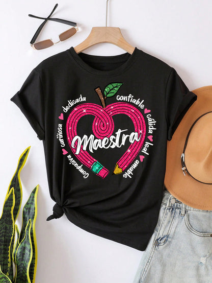 Spanish Teacher Graphic Tee Maestra’s Pink Heart