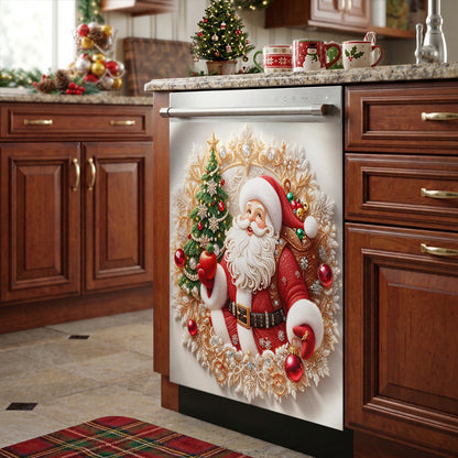 Christmas Magnetic Dishwasher Cover Santa's Sparkling Christmas Magic