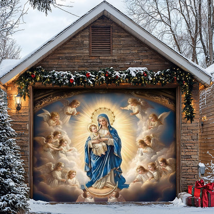 God Garage Door Banner Decoration -  Mary and the Child Jesus in Heavenly Radiance