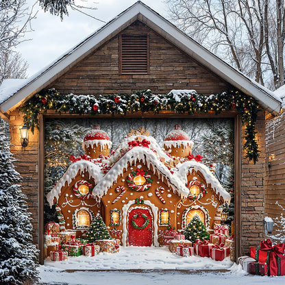 Christmas Garage Door Banner Decoration - Enchanted Gingerbread Wonderland