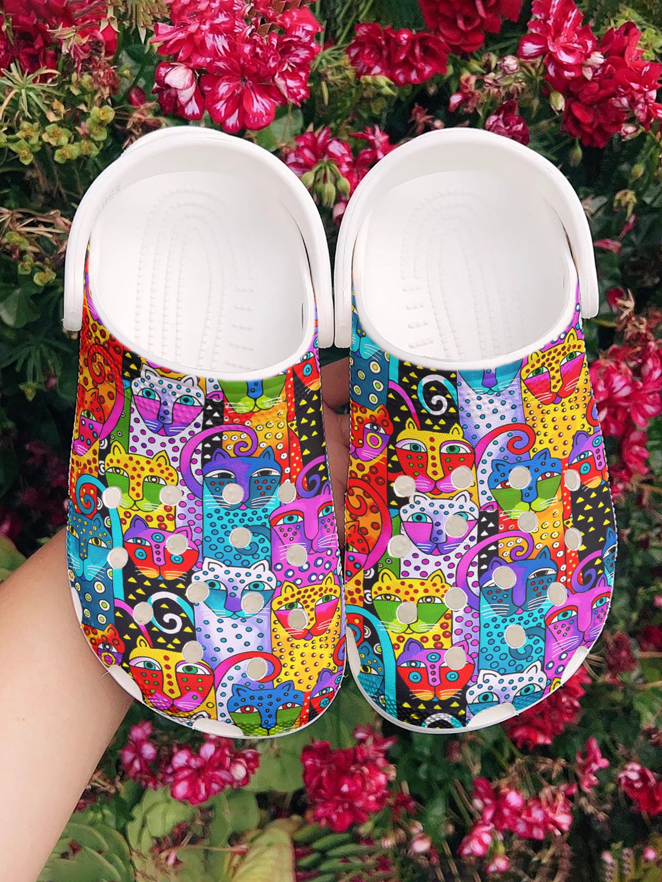 Cat Graphic Clogs Abstract Cats