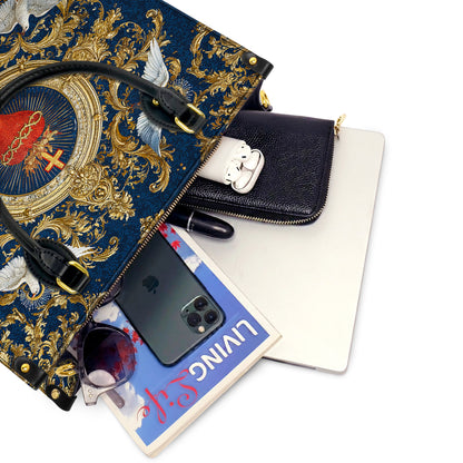 Christian Print Leather Handbag Sacred Heart Of Grace