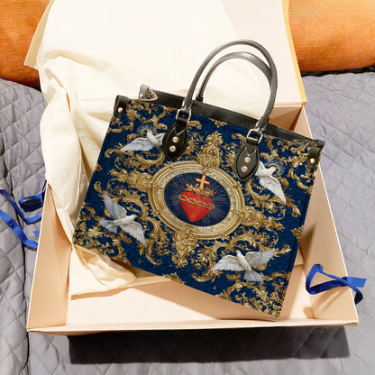 Christian Print Leather Handbag Sacred Heart Of Grace