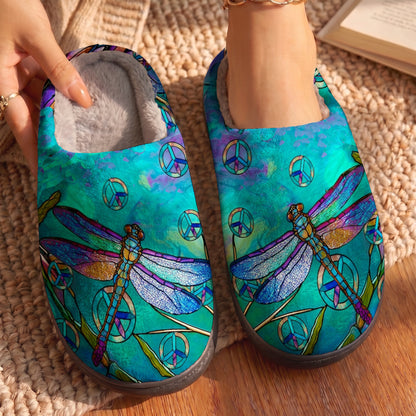 Hippie Dragonfly Fleece Lined Slippers
