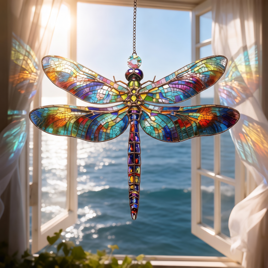 Vibrant Dragonfly 3D Glass Suncatcher