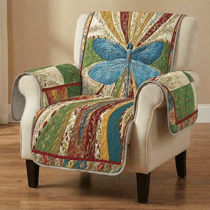 Dragonfly Quilted Sofa Cover Azure Radiant Wings
