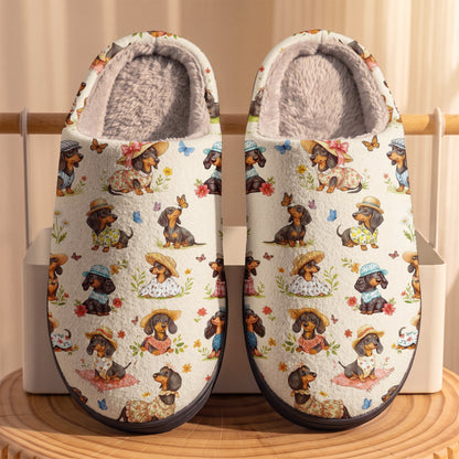 Dachshund Lady Fleece Lined Slippers