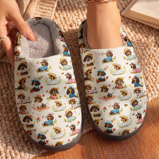 Dachshund Lady Fleece Lined Slippers