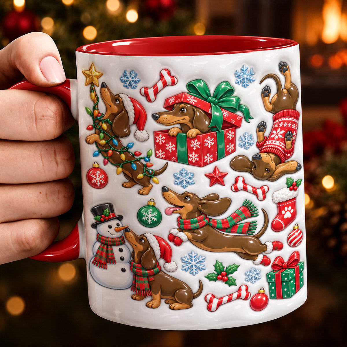 Dachshund Christmas Ceramic Accent Mug Christmas Dachshund Wonderland