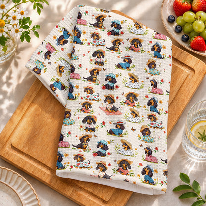 Dachshund Lady Kitchen Towel