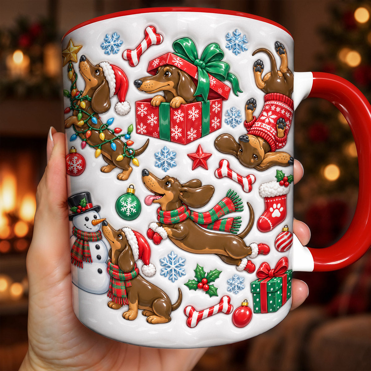 Dachshund Christmas Ceramic Accent Mug Christmas Dachshund Wonderland