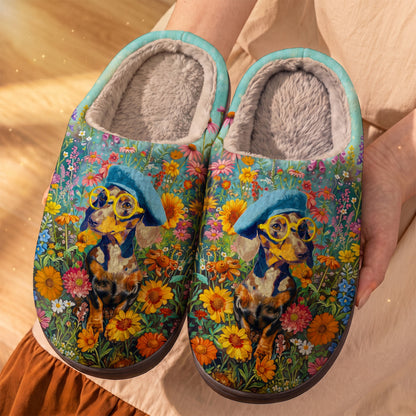 Dachshund In The Garden Fleece Lined Slippers