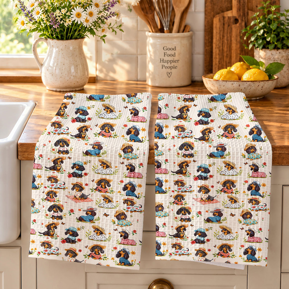 Dachshund Lady Kitchen Towel
