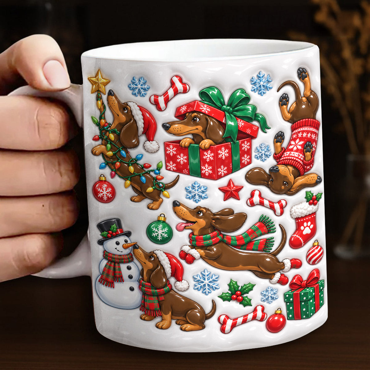 Dachshund Christmas Ceramic Accent Mug Christmas Dachshund Wonderland