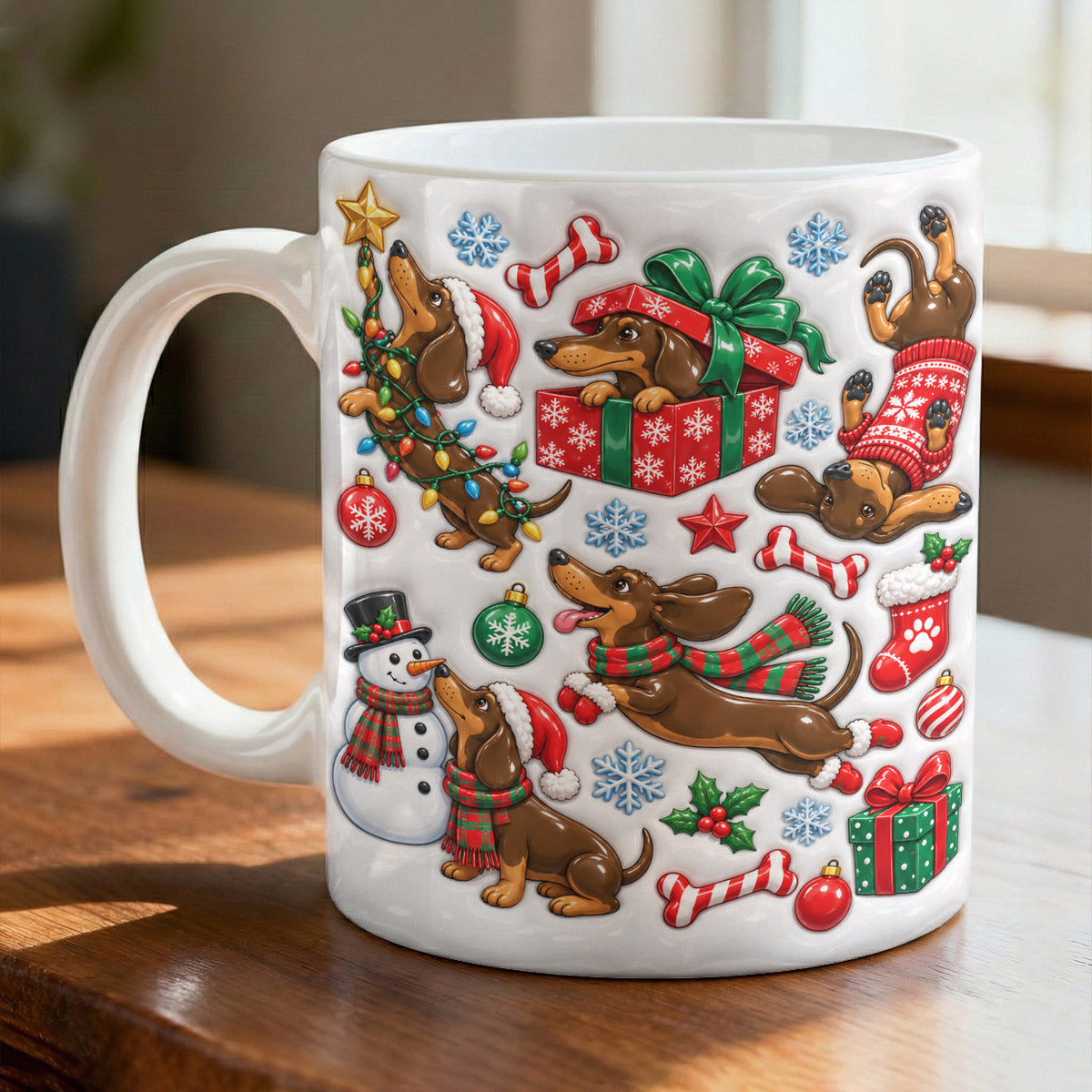 Dachshund Christmas Ceramic Accent Mug Christmas Dachshund Wonderland