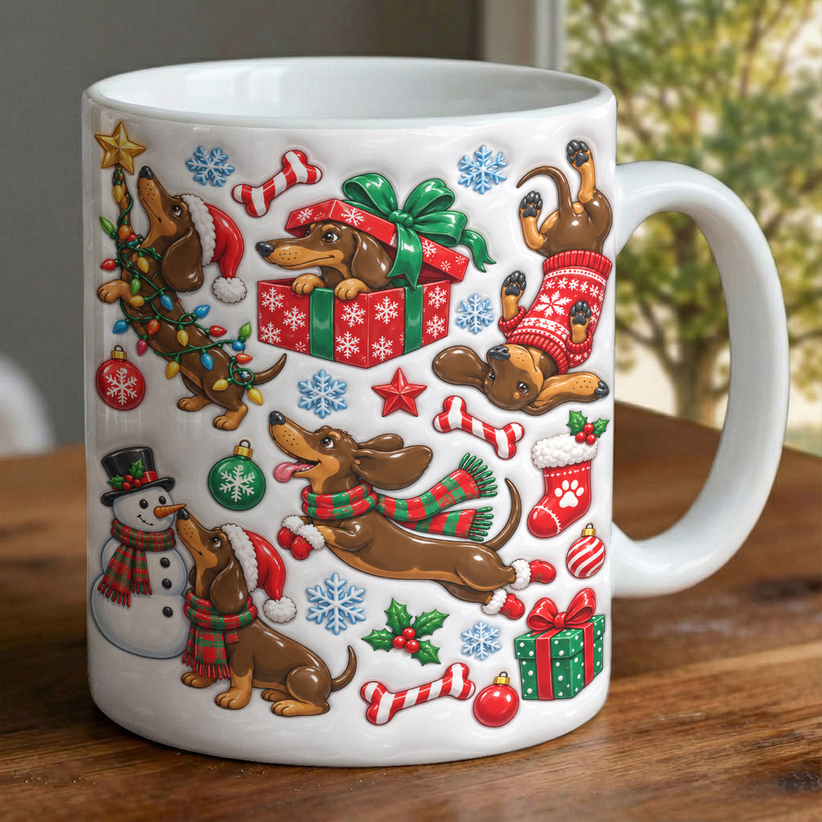 Dachshund Christmas Ceramic Accent Mug Christmas Dachshund Wonderland