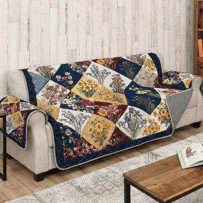 Country Cottage Wildflower Quilted Sofa Cover Wildflower Heirloom