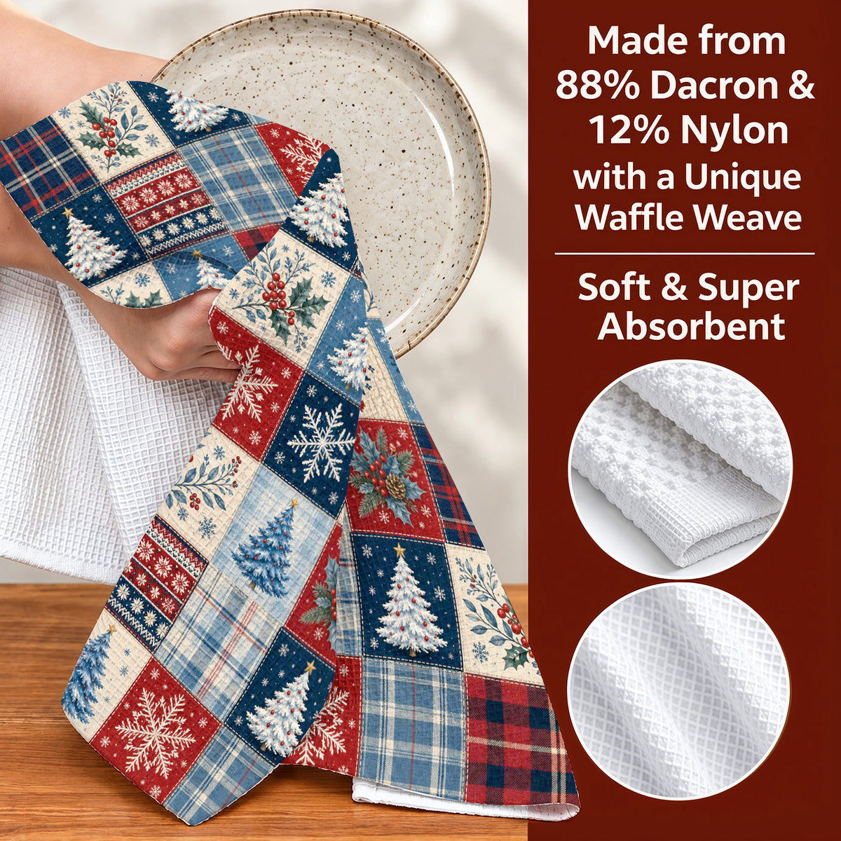 Christmas Kitchen Towel Cozy Christmas Patchwork