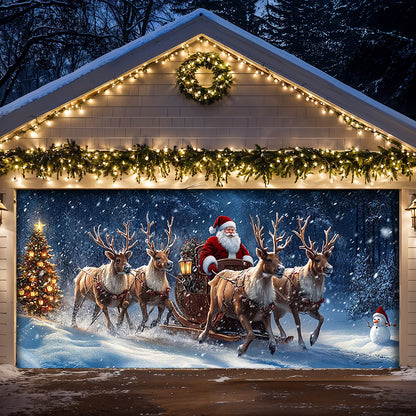 Christmas Garage Door Banner Decoration - Santa’s Magical Reindeer Sleigh Ride