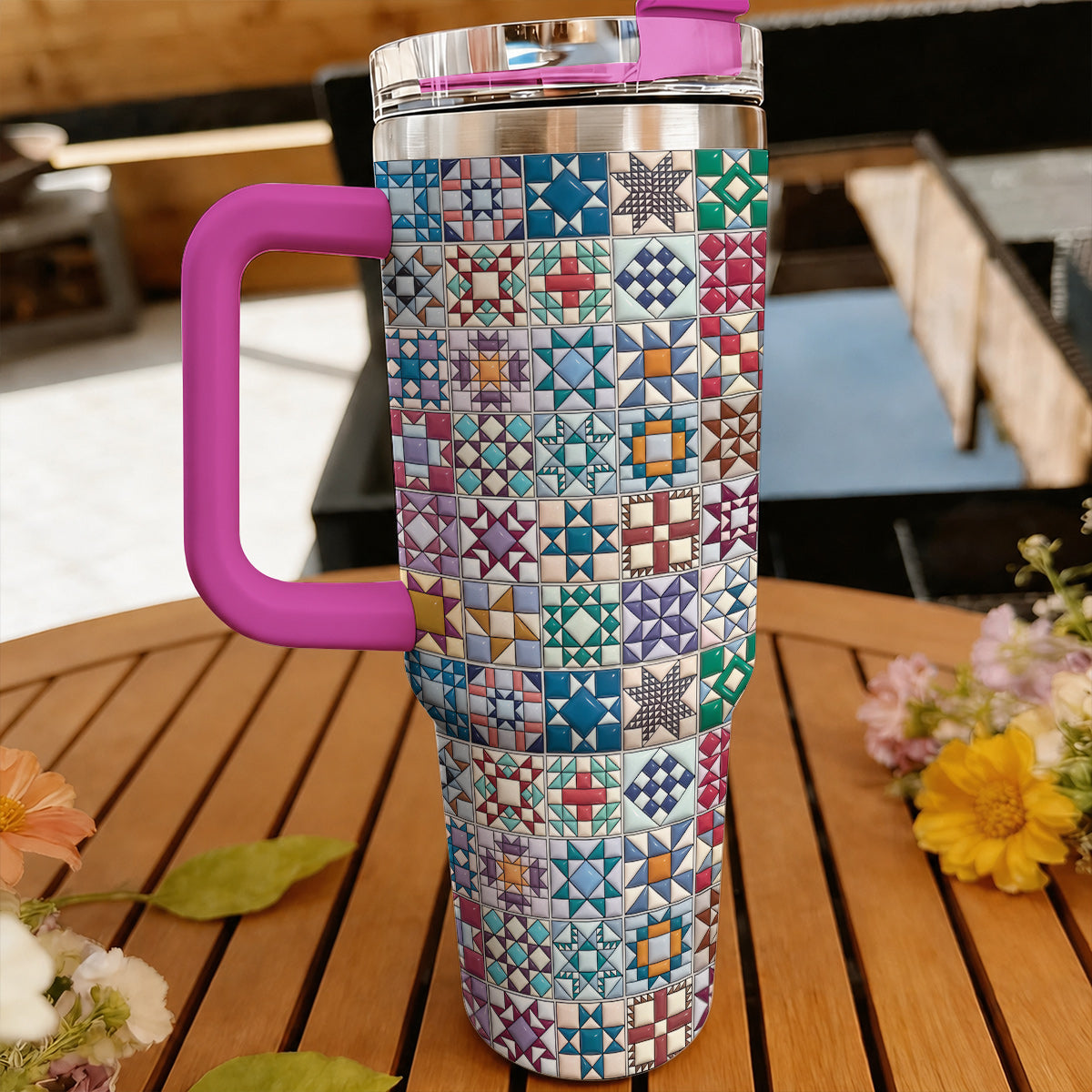 Sewing Lover 40 oz Tumbler Traditional Quilt Blocks