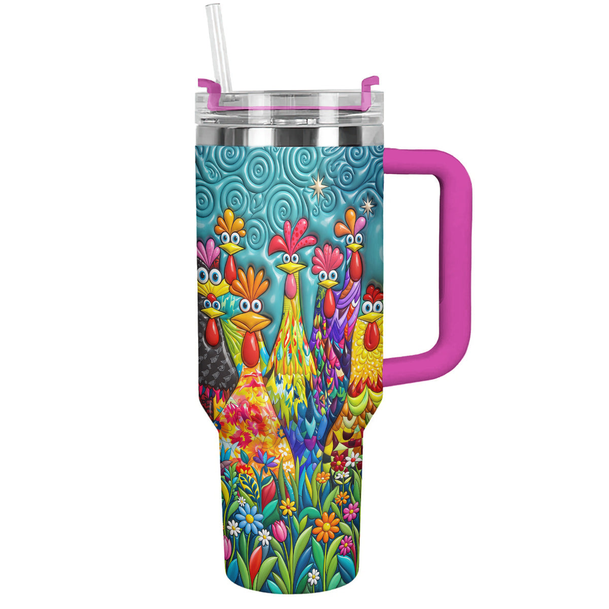 Chicken 40 oz Tumbler Colorful Chicken Garden