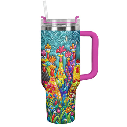 Chicken 40 oz Tumbler Colorful Chicken Garden