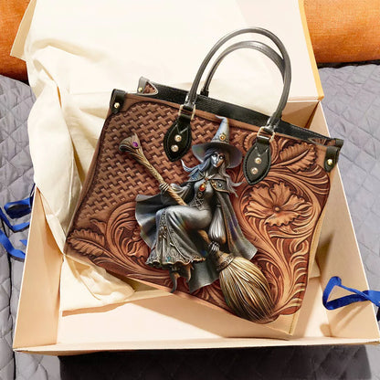 Witch Leather Handbag 2D Print The Enchanted Witch