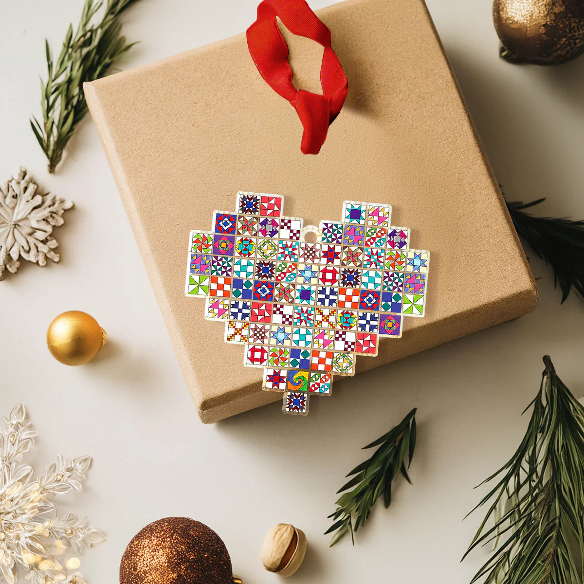 Quilting 2D Acrylic Ornament Quilting Blocks Heart