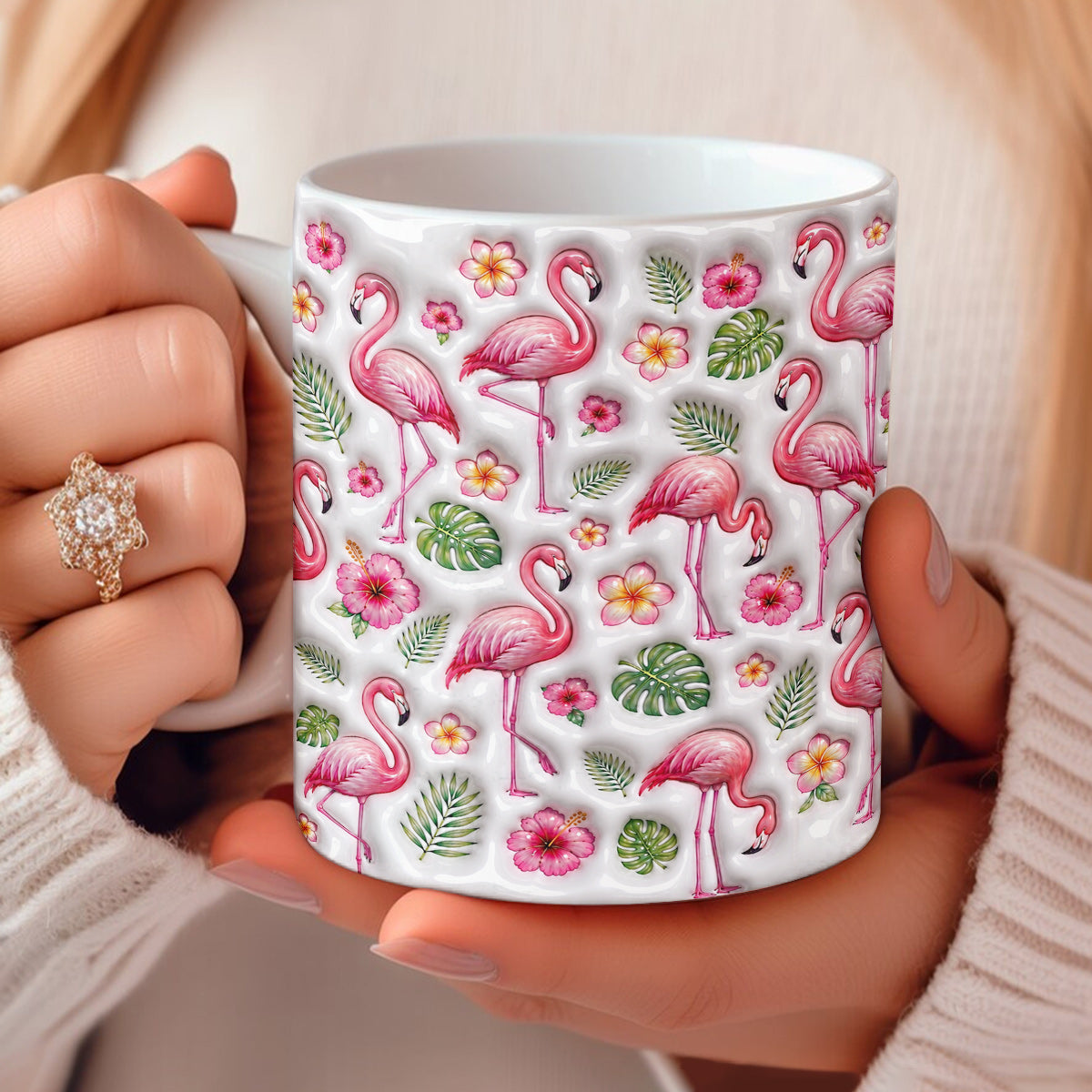 Tropical 11 oz Mug Tropical Flamingo Floral Summer