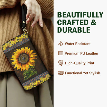 Sunflower Leather Wallet Golden Sunflower Glow