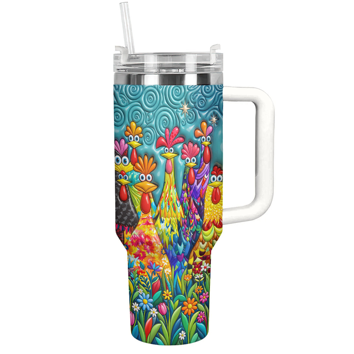Chicken 40 oz Tumbler Colorful Chicken Garden