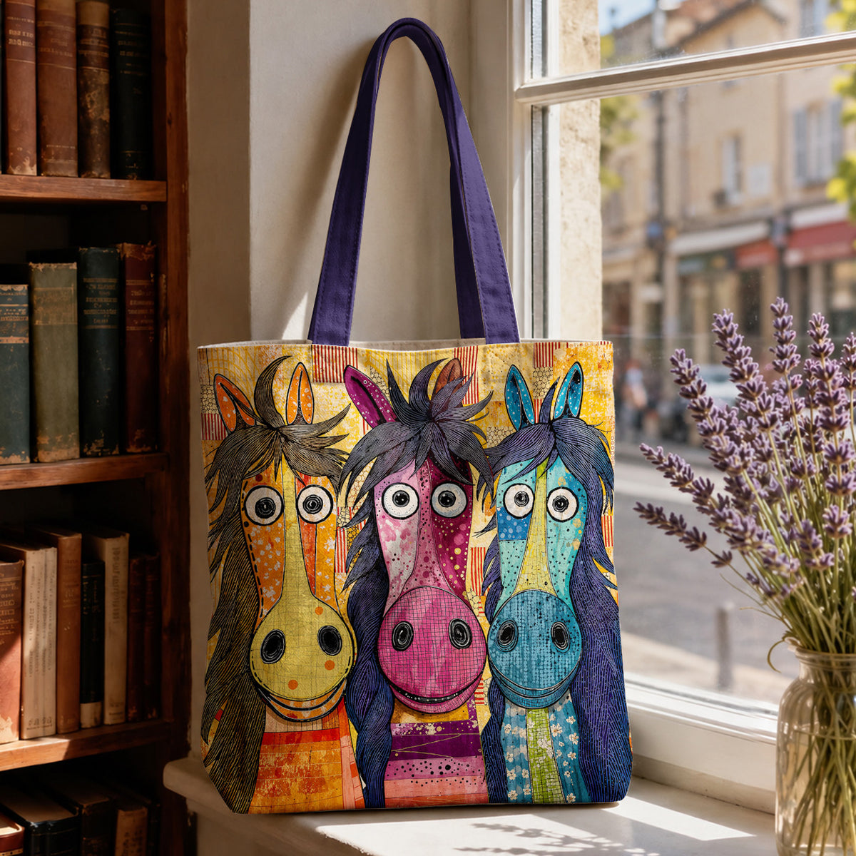 Whimsical Horses Canvas Tote Bag