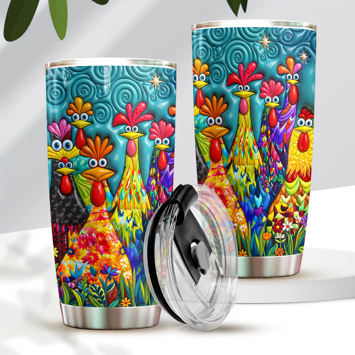 Chicken 20 oz Tumbler Colorful Chicken Garden