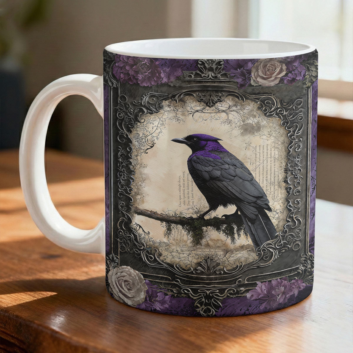 Gothic Ceramic Mug Violet Raven