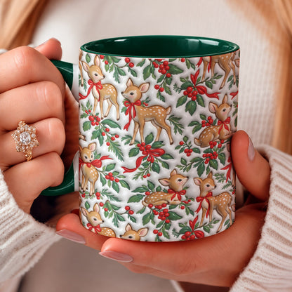 Christmas Ceramic Accent Mug Holly Jolly Fawns