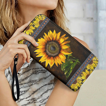 Sunflower Leather Wallet Golden Sunflower Glow