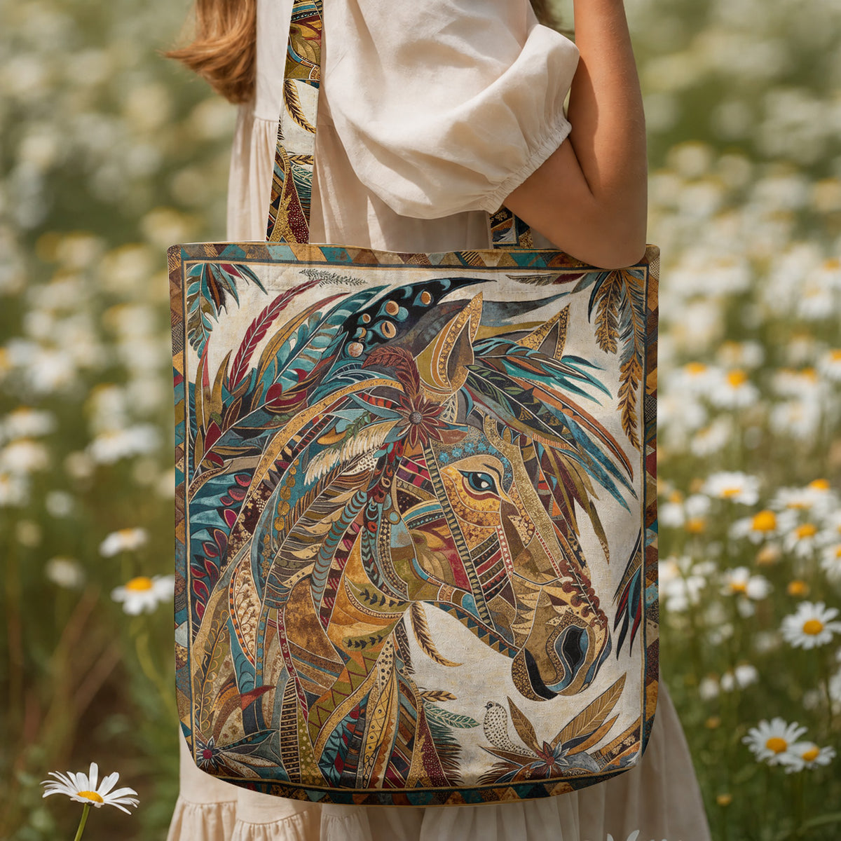 Horse Canvas Tote Bag Native Horse Spirit
