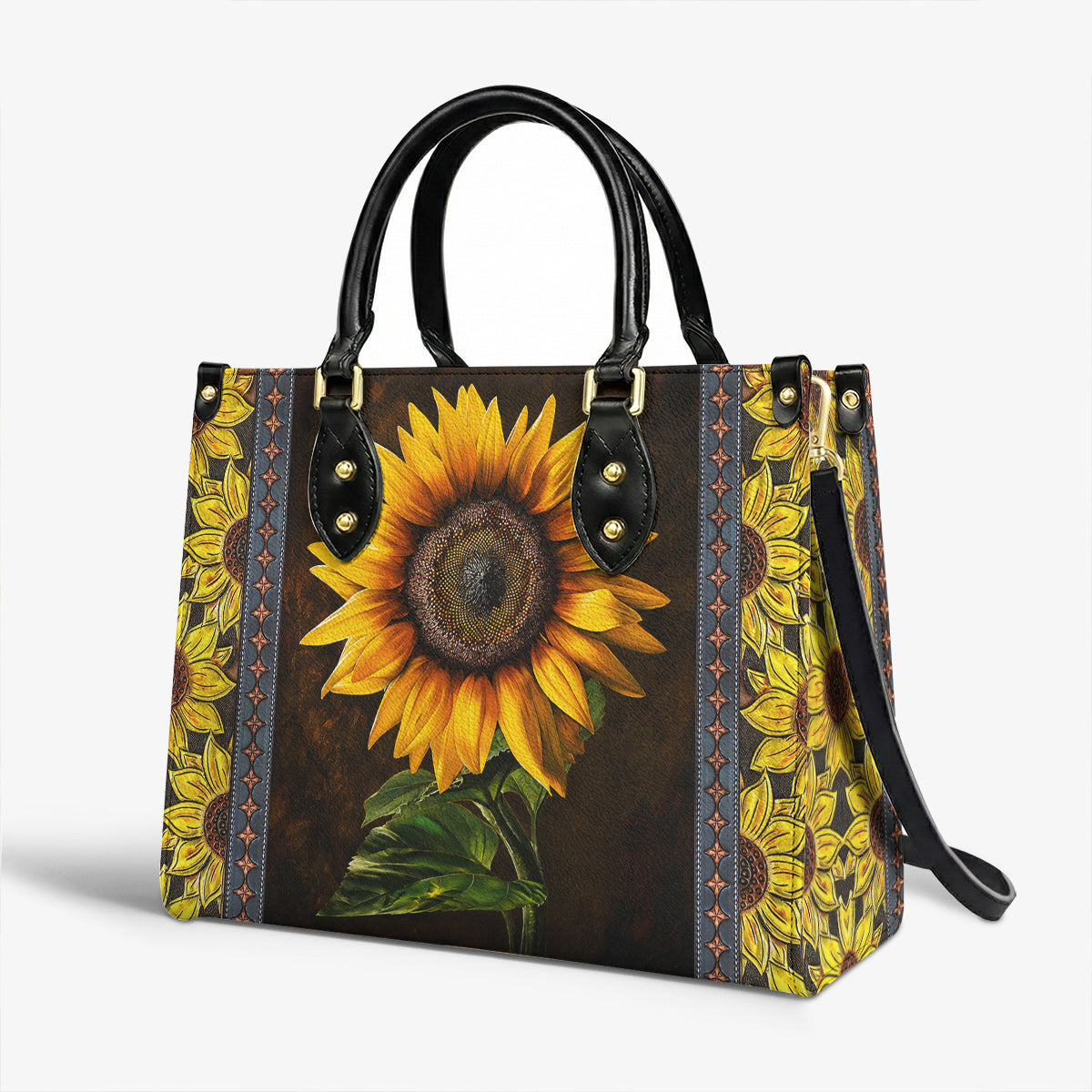 Sunflower Leather Handbag Golden Sunflower Glow