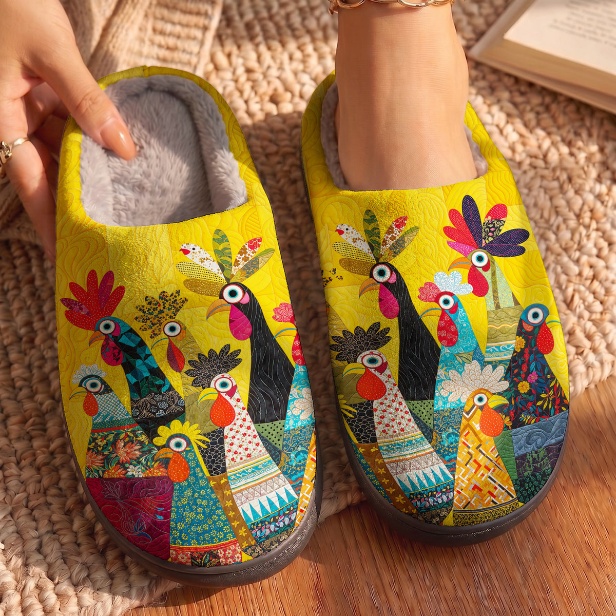 Chicken Fleece Lined Slippers Mother Cluckin’ Crew