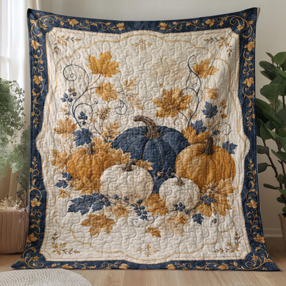 Autumn Quilted Blanket Harvest Blue Pumpkin
