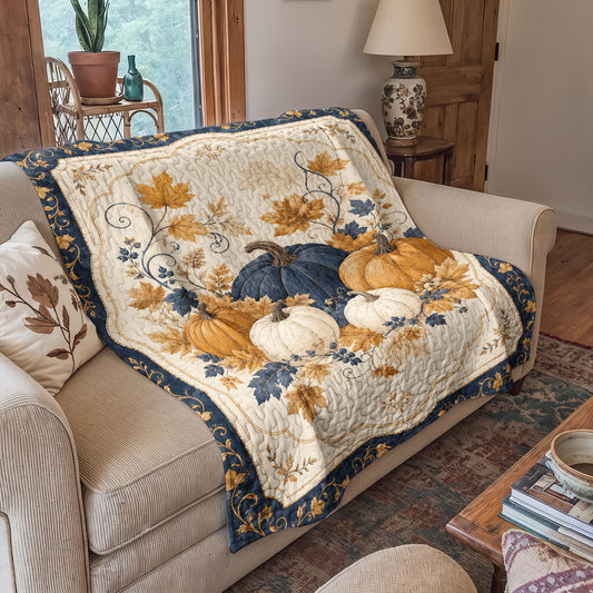 Autumn Quilted Blanket Harvest Blue Pumpkin