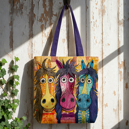 Whimsical Horses Canvas Tote Bag