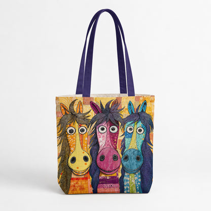 Whimsical Horses Canvas Tote Bag