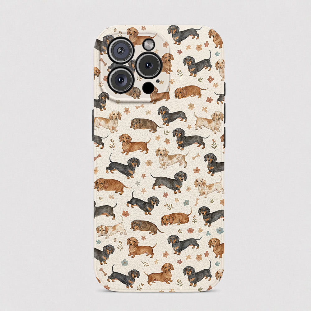 Dachshund Leather Phone Case Cozy Dachshund Companions
