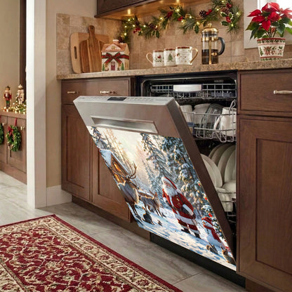 Christmas Magnetic Dishwasher Cover Santa’s Woodland Wonder