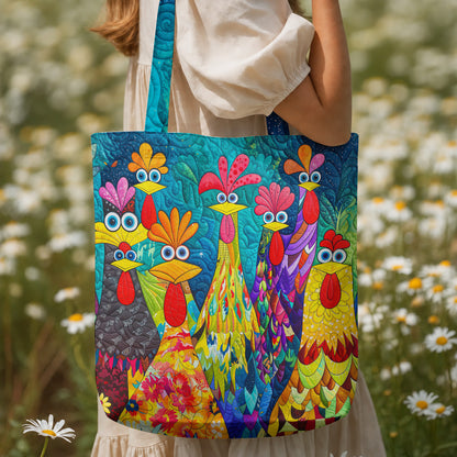 Chicken Canvas Tote Bag Colorful Chicken Garden