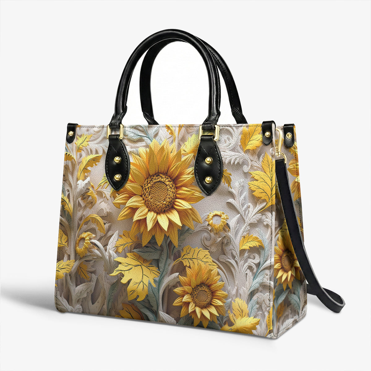 Sunflower Leather Handbag Golden Sunflower Garden
